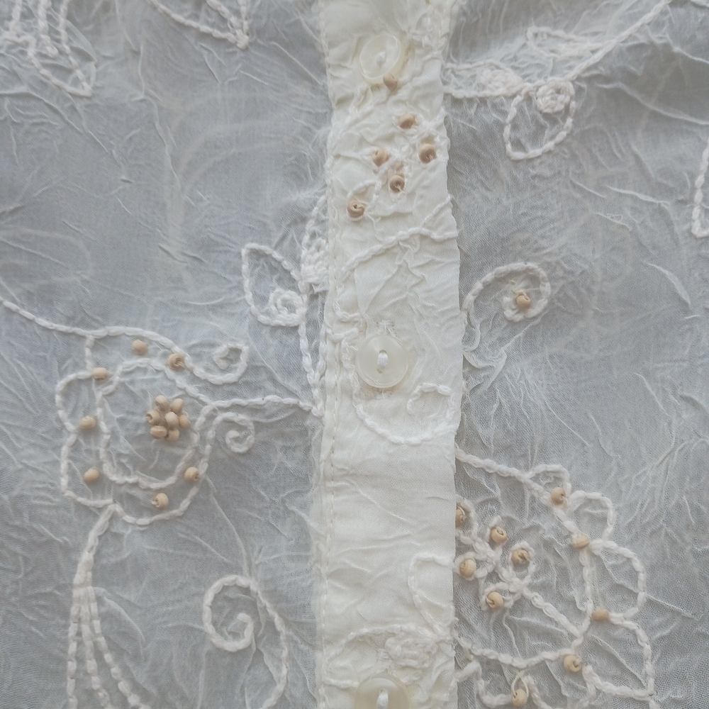 Moonlight Bay Sheer Embroidered Blouse in Ivory - Picture 6 of 7